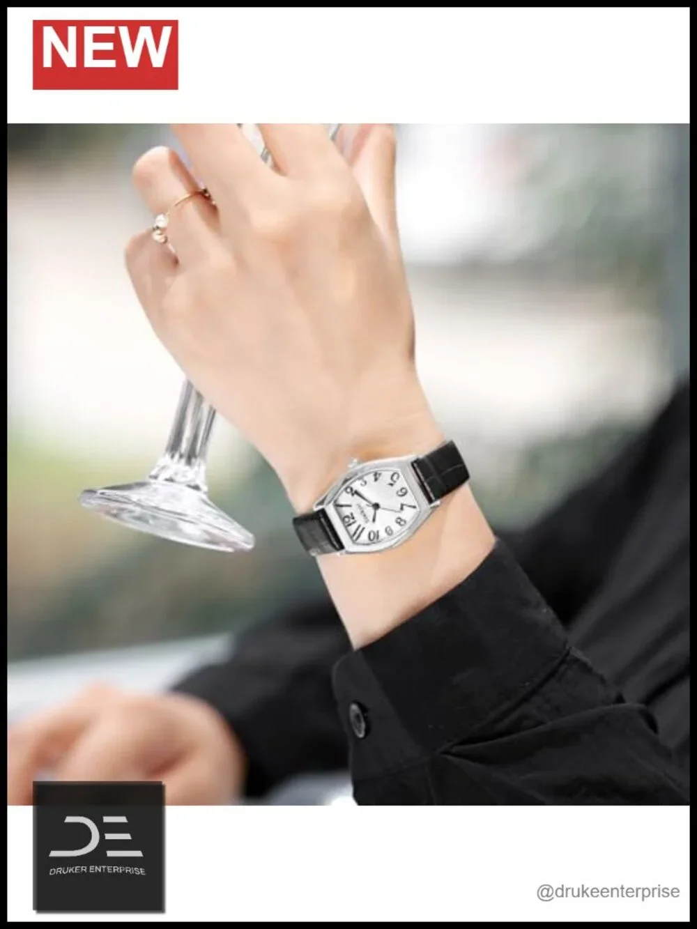 Barrel-Shaped Watch with Easy Read Arabic Numerals, Japanese Quartz, Dress Watch